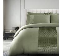 Velosso Elegant Foil Printed Duvet Cover & Pillowcase Set, Luxury Bedding, Modern Bed Covers With Stylish Geometric Pattern, - Sage