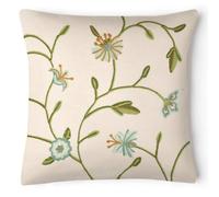 Velosso Elegant Home Decor Jacquard Fabric Cushion With Chic Embroidery, Zip Closure - Duck Egg