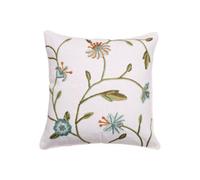Velosso Elegant Home Decor Jacquard Fabric Cushion With Chic Embroidery, Zip Closure - Duck Egg