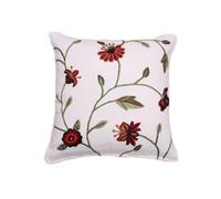 Velosso Elegant Home Decor Jacquard Fabric Cushion With Chic Embroidery, Zip Closure - Red
