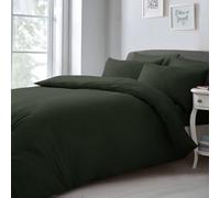 Velosso Elegant Microfibre Duvet Cover & Pillowcase Set, Contemporary Style Bed Linen, Button Enclosure - Olive