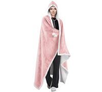 Velosso Elegant Plush Hooded Faux Fur Blanket With Thermal Warm Lining, Stylish Cover For Winter - 130Cm X 180Cm - Blush Pink