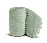 Velosso Elegant Thermal Plush Ribbed Throw Blanket In Modern Style For Sofa, Bed In 150Cm X 200Cm - Olive