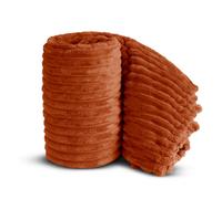 Velosso Elegant Thermal Plush Ribbed Throw Blanket In Modern Style For Sofa, Bed In 150Cm X 200Cm - Orange