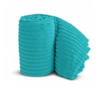 Velosso Elegant Thermal Plush Ribbed Throw Blanket In Modern Style For Sofa, Bed In 150Cm X 200Cm - Teal