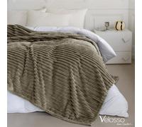 Velosso Elegant Thermal Plush Ribbed Throw Blanket In Modern Style For Sofa, Bed In 200Cm X 240Cm - Beige