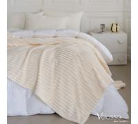 Velosso Elegant Thermal Plush Ribbed Throw Blanket In Modern Style For Sofa, Bed In 200Cm X 240Cm - Ivory