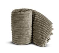 Velosso Elegant Thermal Plush Ribbed Throw Blanket In Modern Style For Sofa, Bed In 305Cm X 305Cm - Beige