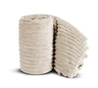 Velosso Elegant Thermal Plush Ribbed Throw Blanket In Modern Style For Sofa, Bed In 305Cm X 305Cm - Ivory