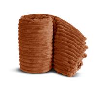 Velosso Elegant Thermal Plush Ribbed Throw Blanket In Modern Style For Sofa, Bed In 305Cm X 305Cm - Orange