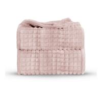 Velosso Elegant Waffle Style Ribbed Thermal Plush Throw - Cosy Winter Embossed Fur Blanket For Sofa, Bed - 150Cm X 200Cm - Blush