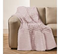 Velosso Elegant Waffle Style Ribbed Thermal Plush Throw - Cosy Winter Embossed Fur Blanket For Sofa, Bed - 200Cm X 240Cm - Blush