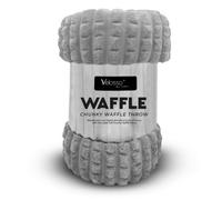 Velosso Elegant Waffle Style Ribbed Thermal Plush Throw - Cosy Winter Embossed Fur Blanket For Sofa, Bed - 127Cm X 152Cm - Silver