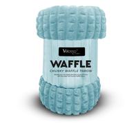 Velosso Elegant Waffle Style Ribbed Thermal Plush Throw - Cosy Winter Embossed Fur Blanket For Sofa, Bed - 127Cm X 152Cm - Duck Egg