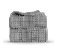 Velosso Elegant Waffle Style Ribbed Thermal Plush Throw - Cosy Winter Embossed Fur Blanket For Sofa, Bed - 200Cm X 240Cm - Silver