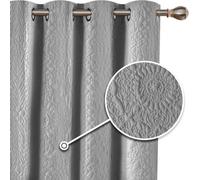 Velosso Embossed Elegant Thermal Curtains - Ring Top Door Curtains, Insulated Quilted For Energy Saving, Machine Washable - Grey
