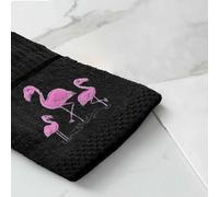 Velosso Embroidered Flamingo Espresso Easy Care Tea Towels, Pack Of 3