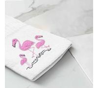 Velosso Embroidered Flamingo Espresso Easy Care Tea Towels, Pack Of 3