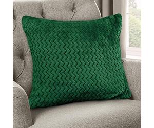 Velosso Flannel Fleece Super Teddy Soft Chevron Pattern Cushion Cover (Emerald)