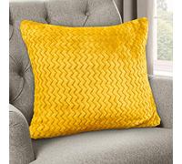 Velosso Flannel Fleece Super Teddy Soft Chevron Pattern Cushion Cover (Ochre)