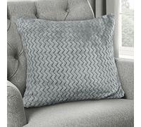 Velosso Flannel Fleece Super Teddy Soft Chevron Pattern Cushion Cover (Silver)