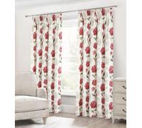 Velosso Floral Cotton Curtains, Header Tape Top Window Treatments, Botanical Print, Machine Washable, Breathable Soft Texture - Multi