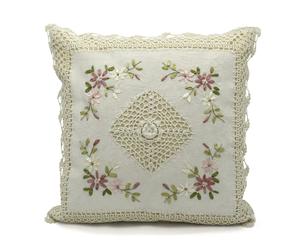 Velosso Floral Crochet Detail Cushion - 45cm x 45cm - Sabel