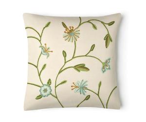 Velosso Floral Embroidered Cushion - 43cm x 43cm - Duck Egg