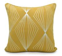 Velosso Foil Print Soft Fabric Cushion, Zip Closure, Machine Washable - Stylish Home Decor Accent, Durable Cushion - Ochre