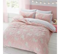 Velosso Glow In The Dark Teddy Unicorn Warm & Cosy Duvet Cover & Pillowcase Set in Pink | Size: Single Velosso Pink Single