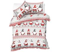 Velosso Gonks Snowman Santa Christmas Winter Xmas Grey Red Festive Cotton Rich Bedding Set Duvet Cover an Pillowcase Set (Gonks, Double)