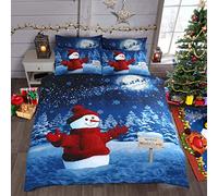 Velosso Gonks Snowman Santa Christmas Winter Xmas Grey Red Festive Cotton Rich Bedding Set Duvet Cover an Pillowcase Set (Glitter Snowman, Single)