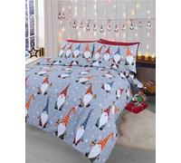 Velosso Gonks Snowman Santa Christmas Winter Xmas Grey Red Festive Cotton Rich Bedding Set Duvet Cover an Pillowcase Set (Singing Gonks, King (U.K. Standard))