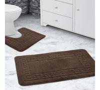Velosso Greek Key Bathmat Set - Antislip in Chocolate Velosso Chocolate