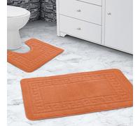 Velosso Greek Key Bathmat Set - Antislip in Orange Velosso Orange