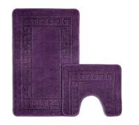 Velosso Greek Key Bathmat Set - Antislip - Purple