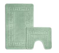 Velosso Greek Key Bathmat Set - Antislip - Seafoam