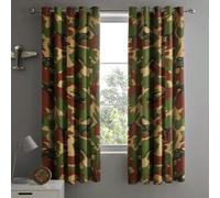 Velosso Green Camouflage Ring Top Curtains 66In Width X 54In Drop