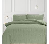 Velosso Green Paloma Embossed Bobble Pattern Duvet Cover And Pillowcase Set King
