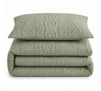 Velosso Green Quilted Knit Pinsonic Duvet Cover And Pillowcase Set Double
