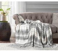 Velosso Grey Aztec Jacquard Throw 100% Cotton 90Cm X 100Cm