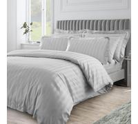 Velosso Grey Hilton Stripe Duvet Cover And Pillowcase Set Double