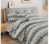 Velosso Grey Husky Faux Rabbit Fur Duvet Cover And Pillowcase Set Single