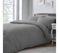Velosso Grey Microfibre Plain Duvet Cover And Pillowcase Set Double