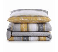 Velosso Grey Ochre Brooklyn Stripe Duvet Cover And Pillowcase Set King