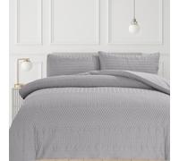 Velosso Grey Paloma Embossed Bobble Pattern Duvet Cover And Pillowcase Set Double