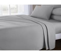 Velosso Grey Plain Dyed Cotton Rich Flat Sheet Single
