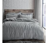 Velosso Grey Plain Teddy Fleece Duvet Cover And Pillowcase Set Double