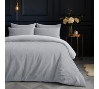 Velosso Grey Savannah Embossed Leaf Pattern Duvet Cover And Pillowcase Set Super King