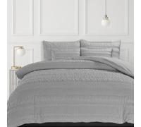 Velosso Grey Saville Embossed Geometric Pattern Duvet Cover And Pillowcase Set King